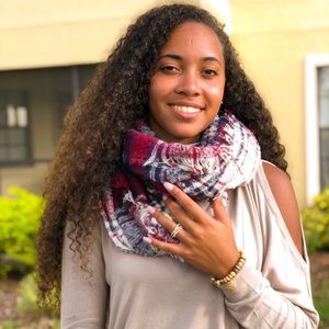 Burgundy plaid infinity scarf NWT